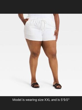 Universal Thread High-Waist White Pull-On Linen-Blend Shorts